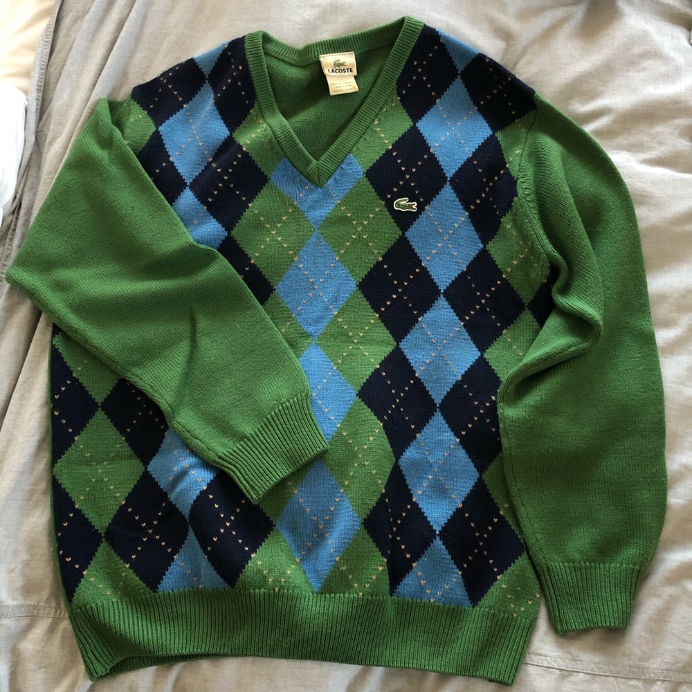Lacoste V-Neck Argyle / Diamond Design Sweater